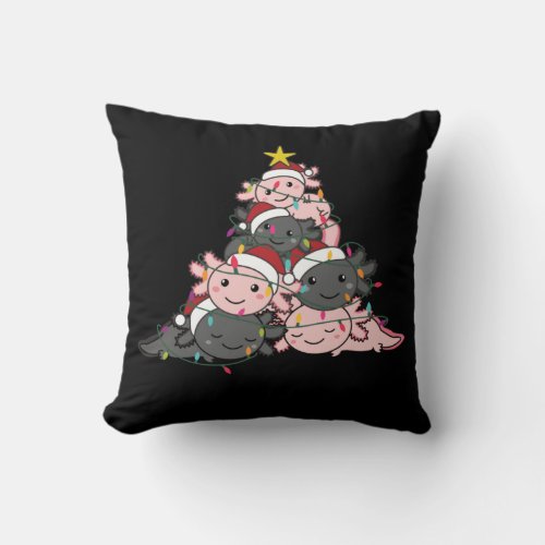 Axolotl Christmas Tree Funny Animal Christmas Adul Throw Pillow
