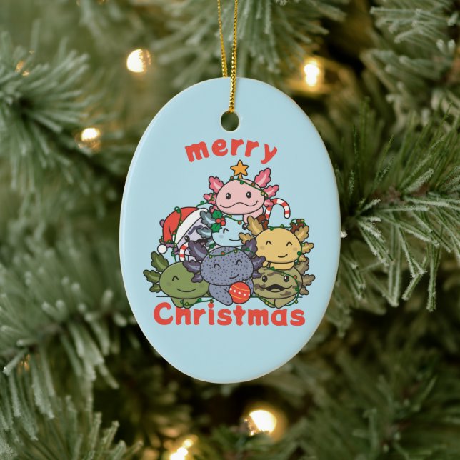 Axolotl Christmas Tree Funny Animal Christmas Ceramic Ornament (Tree)