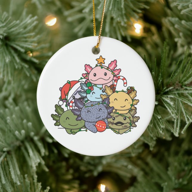 Axolotl Christmas Tree Funny Animal Christmas Ceramic Ornament (Tree)