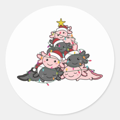 Axolotl Christmas Tree Funny Animal Christmas Clas Classic Round Sticker