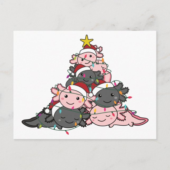 Axolotl Christmas Tree Funny Animal Christmas Post Postcard (Front)