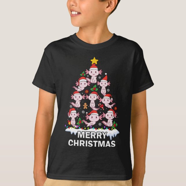 Axolotl Christmas Tree Lights Cute Axolotl Lover F T-Shirt (Front)