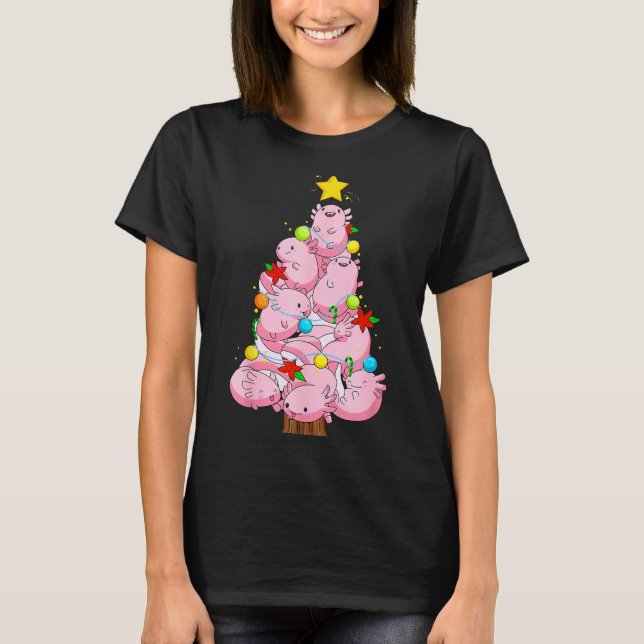 Axolotl Christmas Tree Ornament Fish Axolotl Anima T-Shirt (Front)