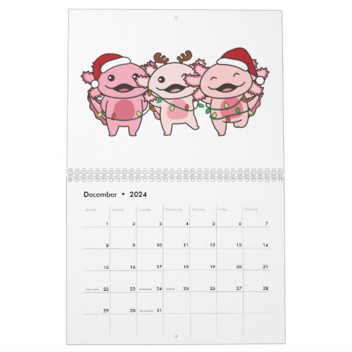 Axolotl Christmas Winter Animals Axolotls Calendar