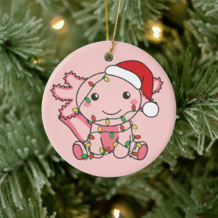 Axolotl Christmas Winter Animals Axolotls Ceramic  Ornament