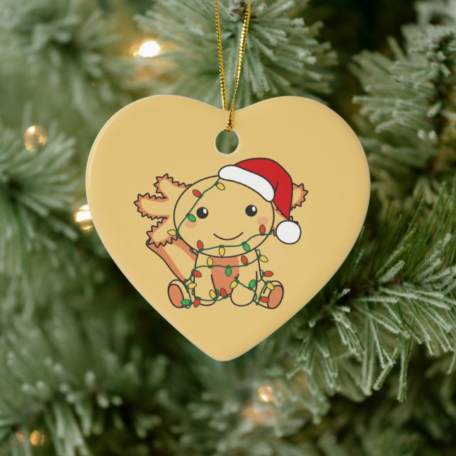 Axolotl Christmas Winter Animals Axolotls Ceramic  Ornament (Tree)