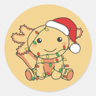 Axolotl Christmas Winter Animals Axolotls Classic Classic Round Sticker