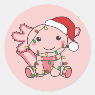 Axolotl Christmas Winter Animals Axolotls Classic Classic Round Sticker