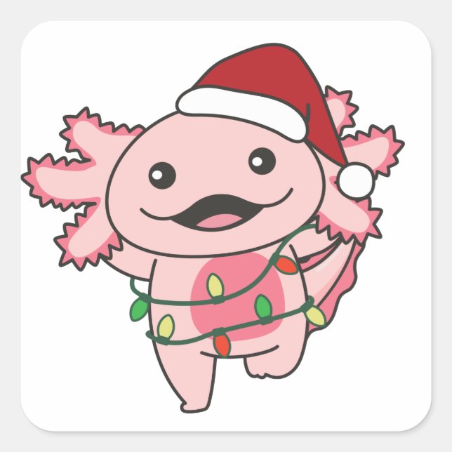 Axolotl Christmas Winter Animals Axolotls Square S Sticker (Front)