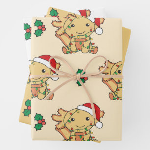 Axolotl Christmas Winter Animals Holiday Axolotls Wrapping Paper Sheets