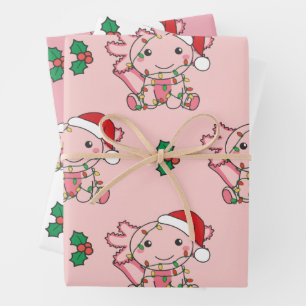 Axolotl Christmas Winter Animals Holiday Axolotls Wrapping Paper Sheets