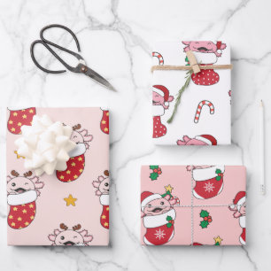 Axolotl Christmas Winter Animals Holiday Axolotls Wrapping Paper Sheets
