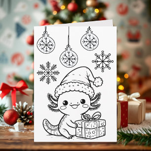 Axolotl Coloring Page Christmas Card