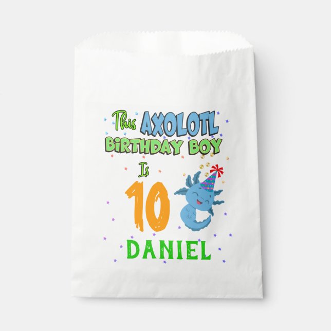 Axolotl Custom Birthday Boy Matching  Favor Bag (Front)