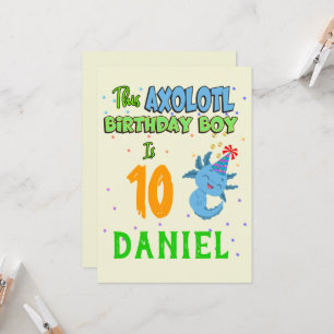 Axolotl Custom Birthday Boy Matching Invitation