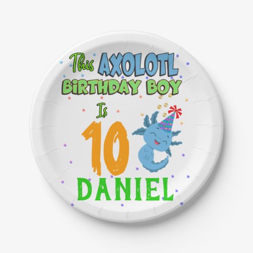 Axolotl Custom Birthday Boy Matching  Paper Plates
