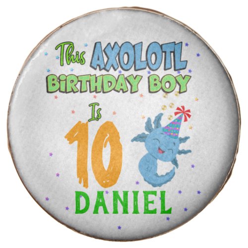 Axolotl Custom Birthday Boy Matching  Square Short Chocolate Covered Oreo