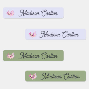 Axolotl Custom Vinyl Kids Name School  Labels