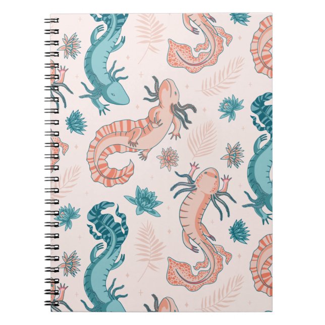 Axolotl Cute Pattern Kawaii Animal Notebook (Front)