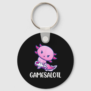Axolotl Cute Playing Video Game Keychain
