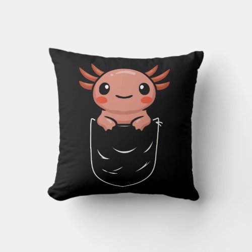 AxolotlCute Pocket Axolotl  Throw Pillow
