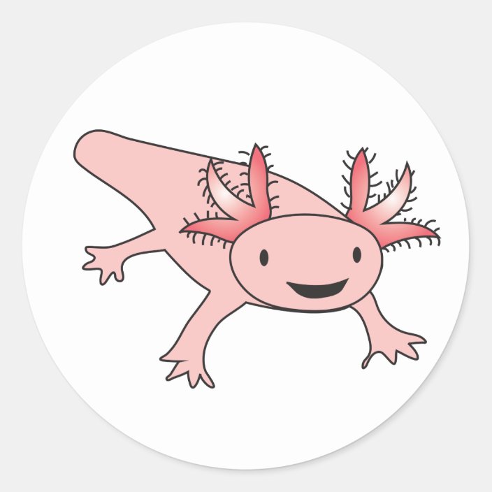 Axolotl Cute Salamander Classic Round Sticker Zazzle Com
