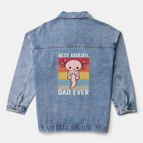 Axolotl Dad  for Men Vintage 90s Boys Retro Axolot Denim Jacket
