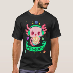 Axolotl Dice For Dragons D20 Rpg Gamer Fantasy Gam T-Shirt