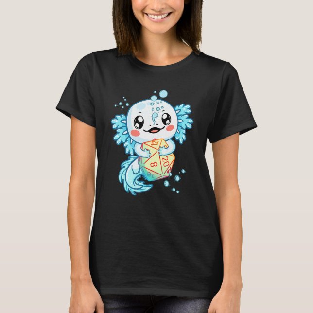   Axolotl Dice For Dragons D20 Rpg Gamer Men Women T-Shirt (Front)