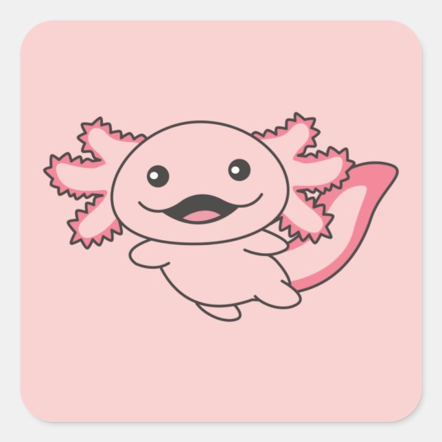 Axolotl Different Types Of Axolotls Cute Animals S Square Sticker (Front)