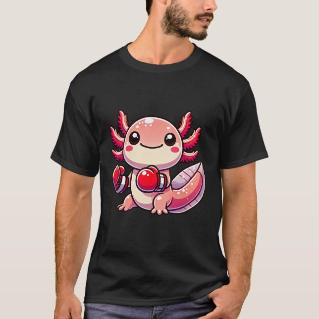 Axolotl Dressed As A Boxer Funny Boxing  T-Shirt (Front)