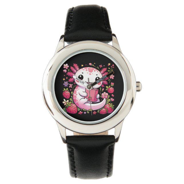 Axolotl Drinking Japanese Strawberry Milk  Watch (Front)