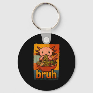 Axolotl Eating Japanese Ramen Noodles Gifts Men Wo Keychain