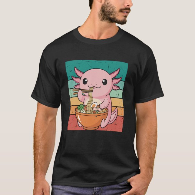 Axolotl Eating Japanese Ramen Noodles Lovers Women T-Shirt (Front)