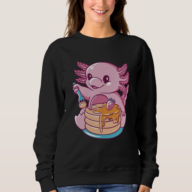 Axolotl Eating Pancakes Cute Sweatshirt (Front)