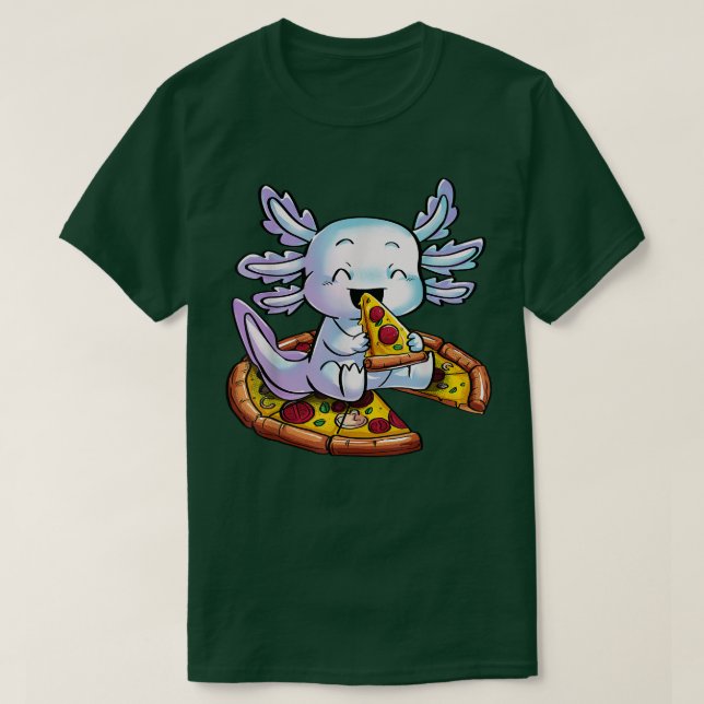 Axolotl Eating Pizza Snaxalotl Food Sweets T-Shirt (Design Front)