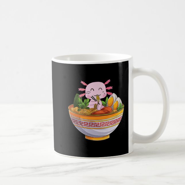 Axolotl Eating Ramen Noodles Kawaii Anime Gift Gir Coffee Mug (Right)
