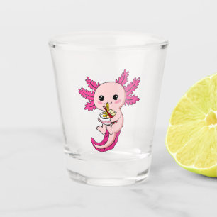 Axolotl Eating Ramen Noodles Kawaii Anime Shot Gla Glass