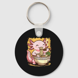 Axolotl Eating Ramen Noodles  Keychain
