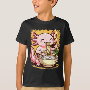 Axolotl Eating Ramen Noodles  T-Shirt