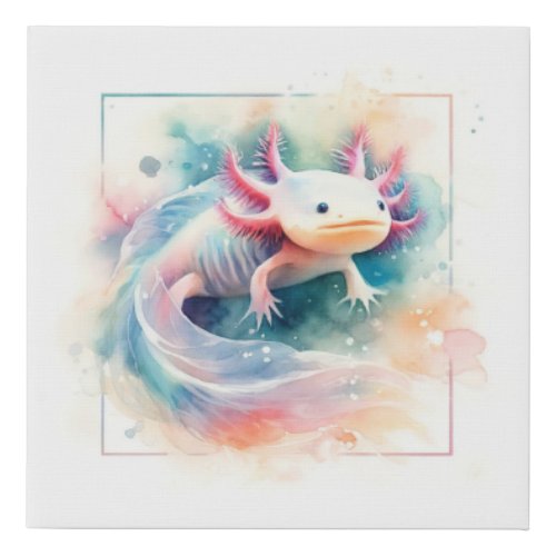 Axolotl Elegance AREF280 _ Watercolor Faux Canvas Print