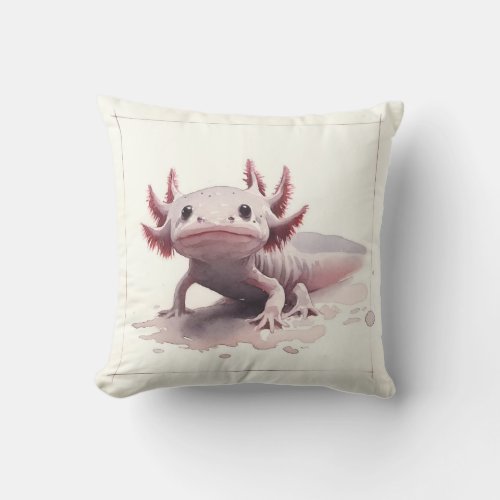 Axolotl Elegance AREF293 _ Watercolor Throw Pillow