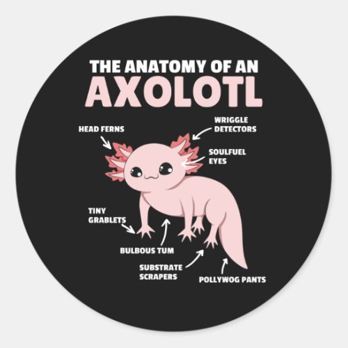 Axolotl Explanation Anatomy Of An Axolotl Classic Round Sticker