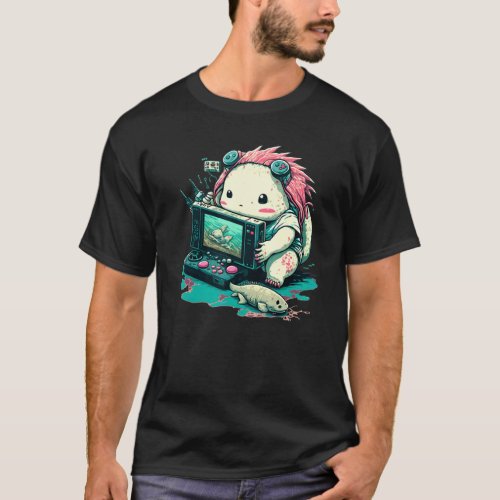 Axolotl Fish Playing Video Game Lizard Gamer_1 T-Shirt