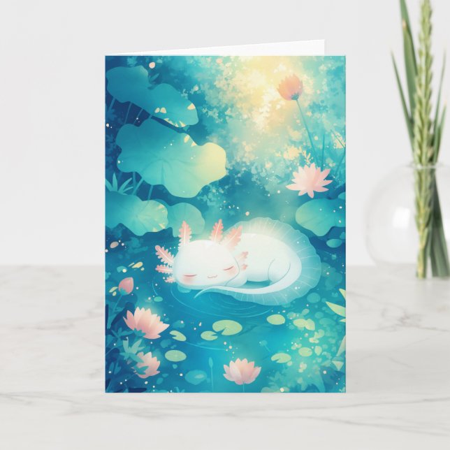 Axolotl Flower Pond Serenity Card (Front)