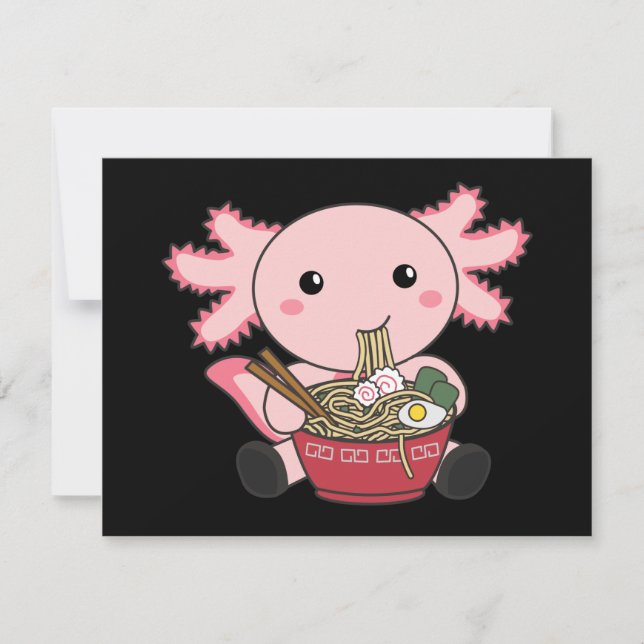 Axolotl Food Ramen Japanese Food Kawaii Animals Po Note Card (Front)