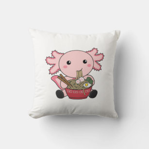 Axolotl Food Ramen Japanese Food Kawaii Animals Po Throw Pillow