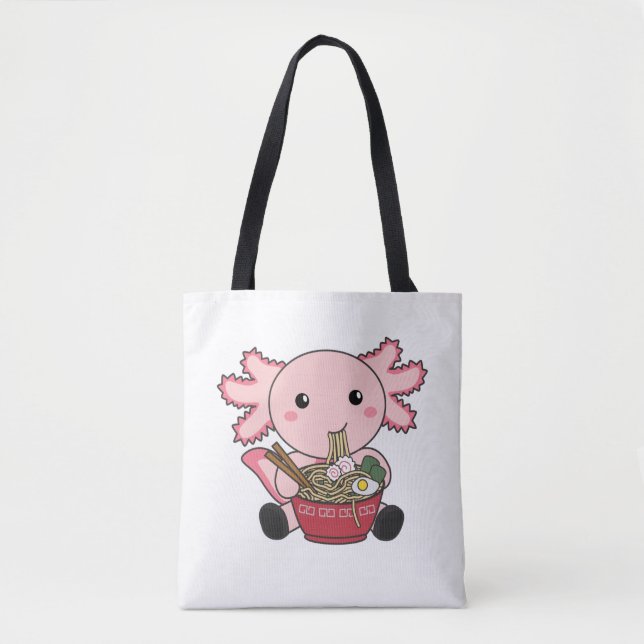 Axolotl Food Ramen Japanese Food Kawaii Animals Po Tote Bag (Front)