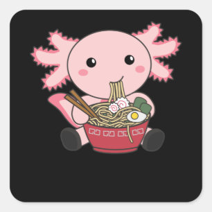 Axolotl Food Ramen Japanese Food Kawaii Animals Square Sticker