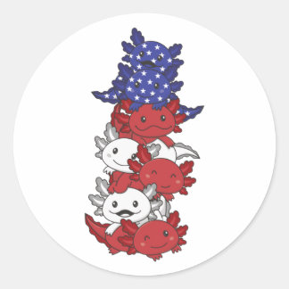 Axolotl For The Fourth Of July Usa Flag Axolotls Classic Round Sticker